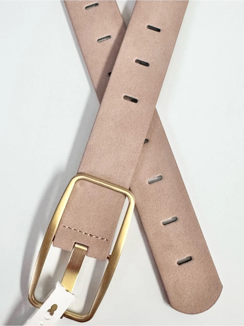 Time and Tru Slotted Faux Suede Belt Blush NWT